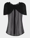 Simone Rocha Womens Black Bow-embellished Sheer Silk Top In Black