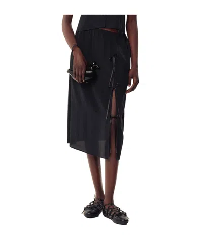 Simone Rocha Bow Slit Column Skirt In Black