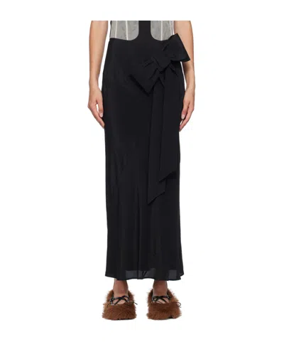Simone Rocha Black Bow Spiral Midi Skirt