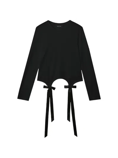Simone Rocha Bow Tail Easy Bow-detail Cut-out Long-sleeve T-shirt In Black