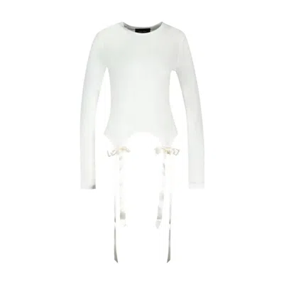 Simone Rocha Bow-tail Long Sleeve T-shirt In White