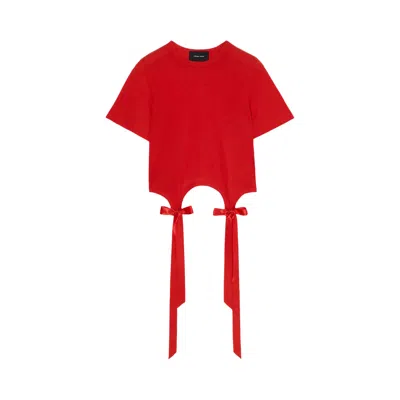 Pre-owned Simone Rocha Bow Tail Easy T-shirt 'red' | Women's Size S