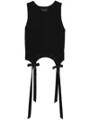 Simone Rocha Tank Top With Bow Tails And Asymmetric Hem In Schwarz