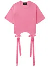 Simone Rocha Womens Easy Bow-embellished Cotton-jersey T-shirt Bright Pink In 粉色