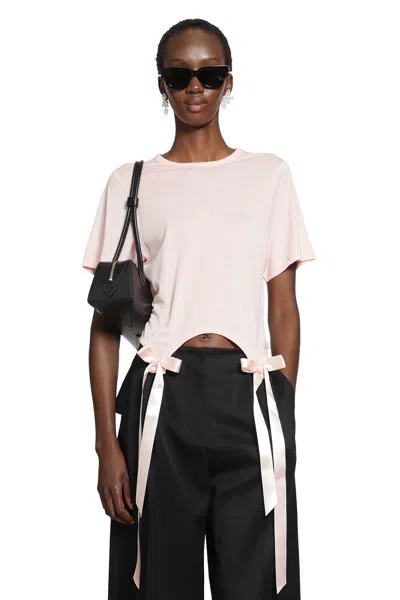 Simone Rocha Bow Tail Easy T-shirt In Pink