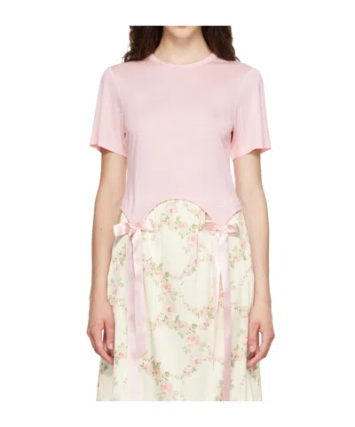 Simone Rocha Bow Tail Easy T-shirt In Pink