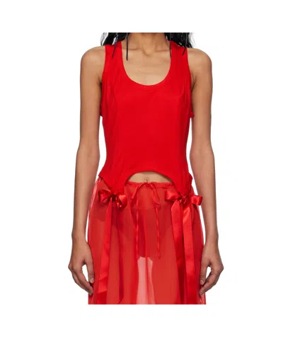 Simone Rocha Bow Tail Easy Vest In Red