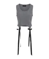 Simone Rocha Easy Tank Top Featuring Bow Tails In Gray