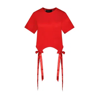 SIMONE ROCHA BOW TAILS T SHIRT - SYNTHETIC - RED