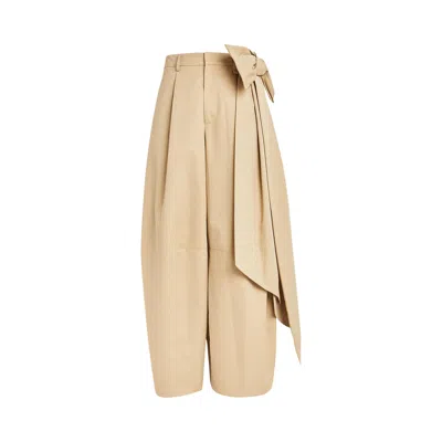 Pre-owned Simone Rocha Bow Wide Leg Trousers 'beige' In Tan