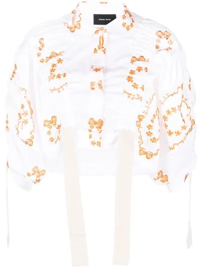 Simone Rocha Bow Wreath Adjustable Cropped Shirt In White