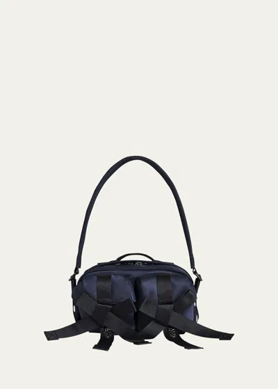 Simone Rocha Bow Zip Bum Crossbody Bag In Navy Jet