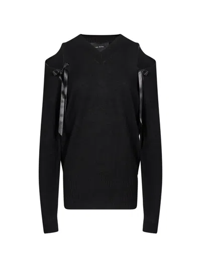 Simone Rocha Bow-detail Cold-shoulder Sweater In Black