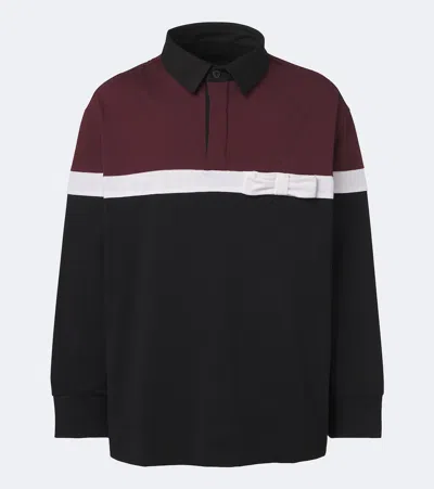 Simone Rocha Bow-detail Cotton Polo Shirt In Black