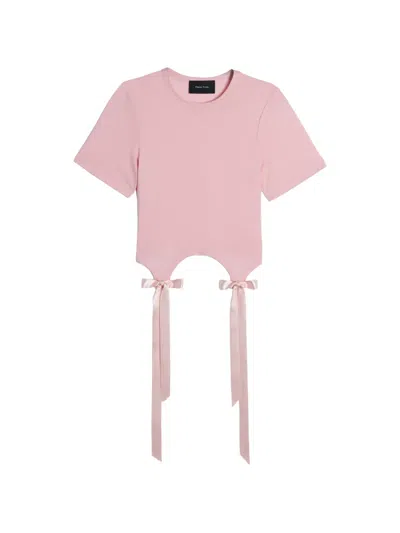Simone Rocha Bow-detail Cutout T-shirt In Pink