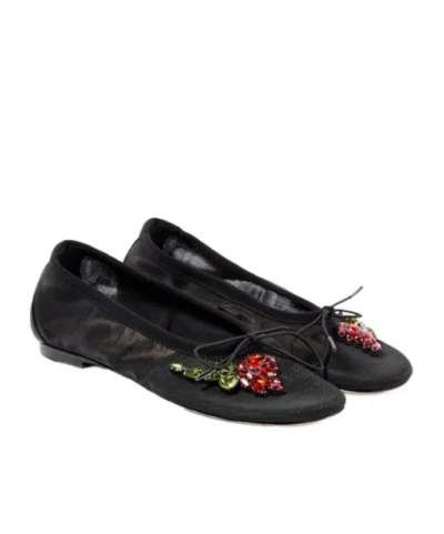 Simone Rocha Bow-detail Embellished Ballet Flats In Black