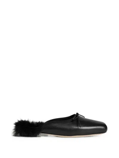 Simone Rocha Bow-detail Leather Mules In Black
