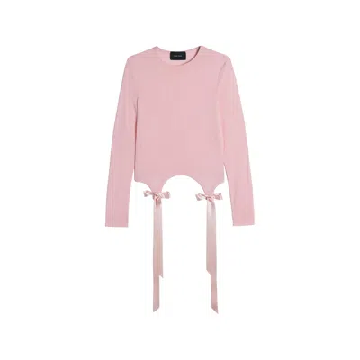 Simone Rocha Bow-detail Long-sleeve T-shirt In Pink