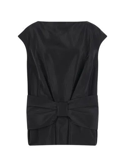 Simone Rocha Bow-detail Peplum Top In Black