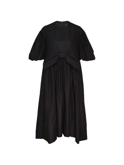 Simone Rocha Bow-detail Puff-sleeve Mini Dress In Black