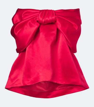 Simone Rocha Bow-detail Satin Top In Red