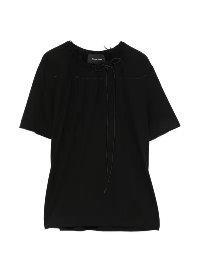 Simone Rocha Cord Neck Easy T-shirt In Black