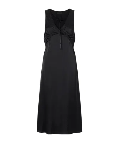 Simone Rocha Bow-detailed Embroidered Satin Midi Dress In Black