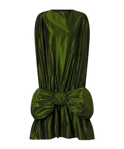 Simone Rocha Bow-detailed Taffeta Midi Dress In Green