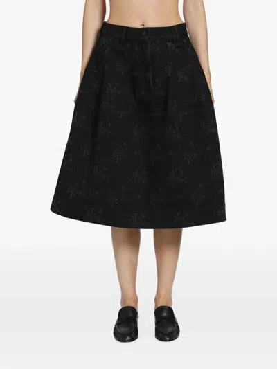 Simone Rocha Bow-embroidered Utility Midi Skirt In Black