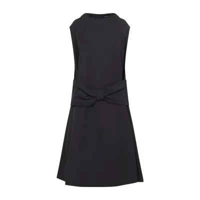 Simone Rocha Boxy Peplum Bow Detail Midi Dress In Black