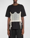 Simone Rocha Corset Panel T-shirt In Blacknude