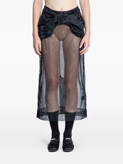 Simone Rocha Brocade Bow Waist Skirt In Black
