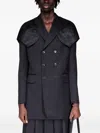 Simone Rocha Brocade-cape Double-breasted Jacket In Black