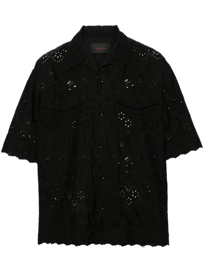Simone Rocha Broderie-anglaise Cotton Shirt In Black