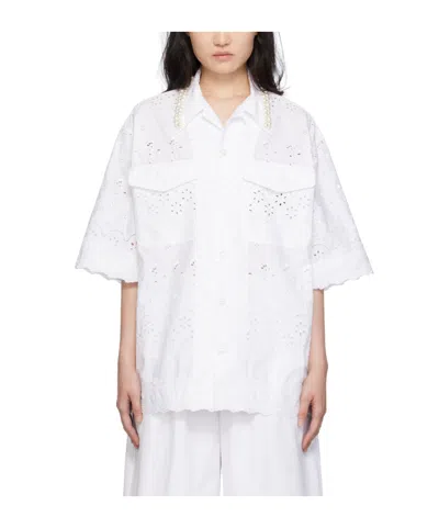 Simone Rocha Broderie Anglaise Cotton Shirt In White