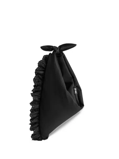 Simone Rocha Broderie Anglaise Ruffled Tote Bag In Black