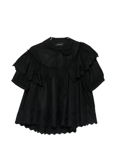 Simone Rocha Broderie-anglaise Sleeveless Shirt In Black