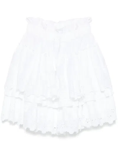Simone Rocha Gestufter Minirock Mit Lochstickerei In Weiss