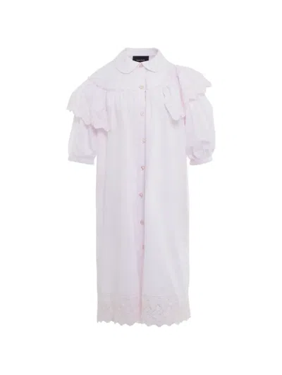Simone Rocha Broderie-anglaise Ruffled Midi Dress In White