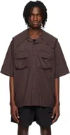 Simone Rocha Cargo Flap Pocket Sailor Collar Shirt In Chocolate