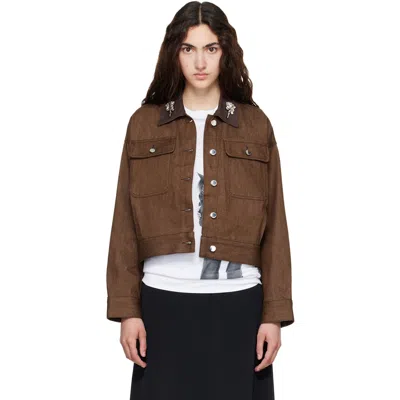 Simone Rocha Brown Cropped Utility Denim Workwear Jacket