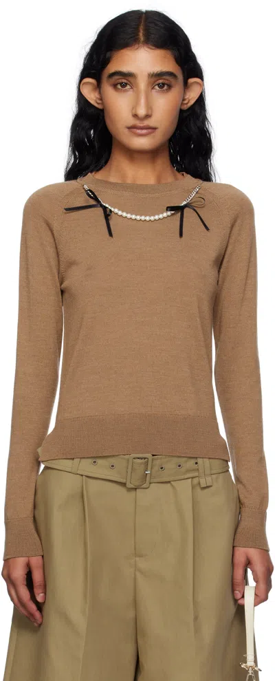 Simone Rocha Brown Embellished Classic Sweater In Multi