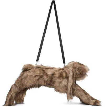 Simone Rocha Brown Faux Fur Hare Crossbody Bag In Multi