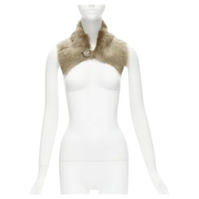 Pre-owned Simone Rocha Brown Genuine Fur Leather Clear Bead Embellished Collar