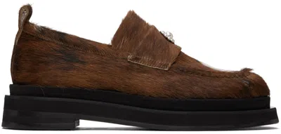 Simone Rocha Brown Heart Toe Platform Loafers In Natural/pearl