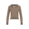 Simone Rocha Fitted Long-sleeve Sweater With Pearl Accents And Ribbon Detail In Brown