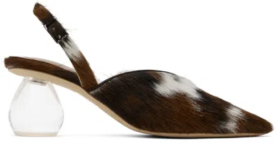 Simone Rocha Brown Pointed Slingback Heels In Natural