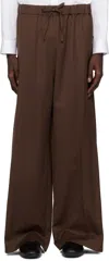 Simone Rocha Brown Wide Leg Drawstring Trousers In Chocolate