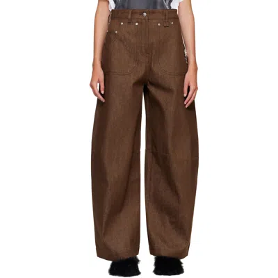 Simone Rocha Brown Wide Leg Utility Curve Jeans In Tan/pearl/clear