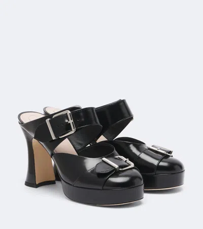 Simone Rocha Buckle Sculpt Leather Mules In Black